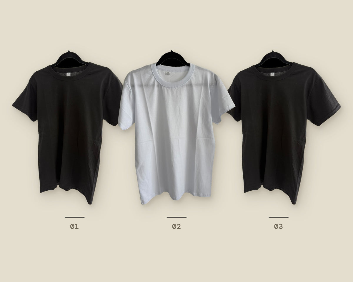 Pack x3 remeras: 2 negras + 1 blanca