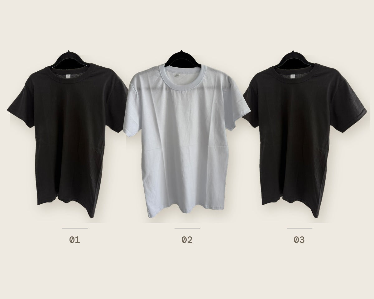 Pack x3: 2 remeras negras y 1 blanca